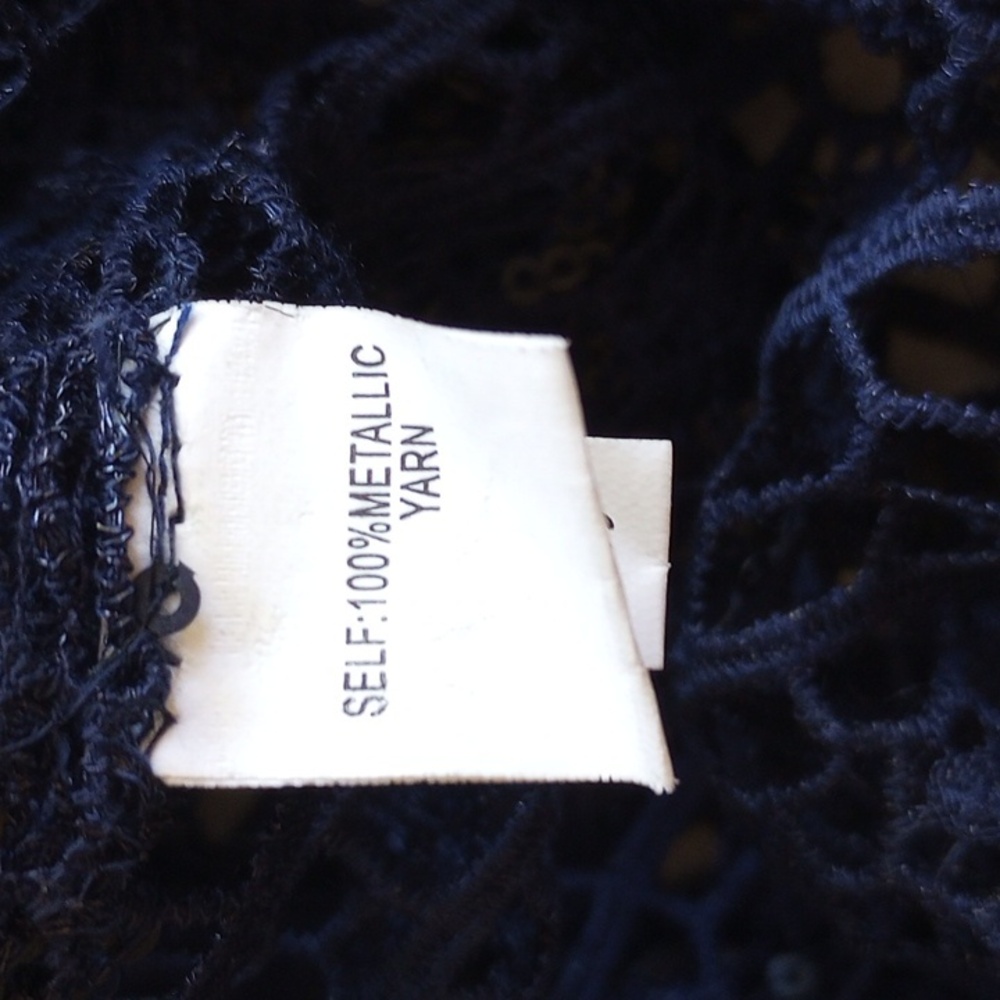 Kay Unger Sequined Lace Cap Sleeve Flounce Dress With Satin Slip 4 Navy - Picture 7 of 12
